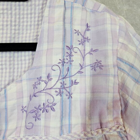 Croft & Barrow Robe night gown Womens XL Zip Pockets crinkle embroidered granny - Picture 11 of 15